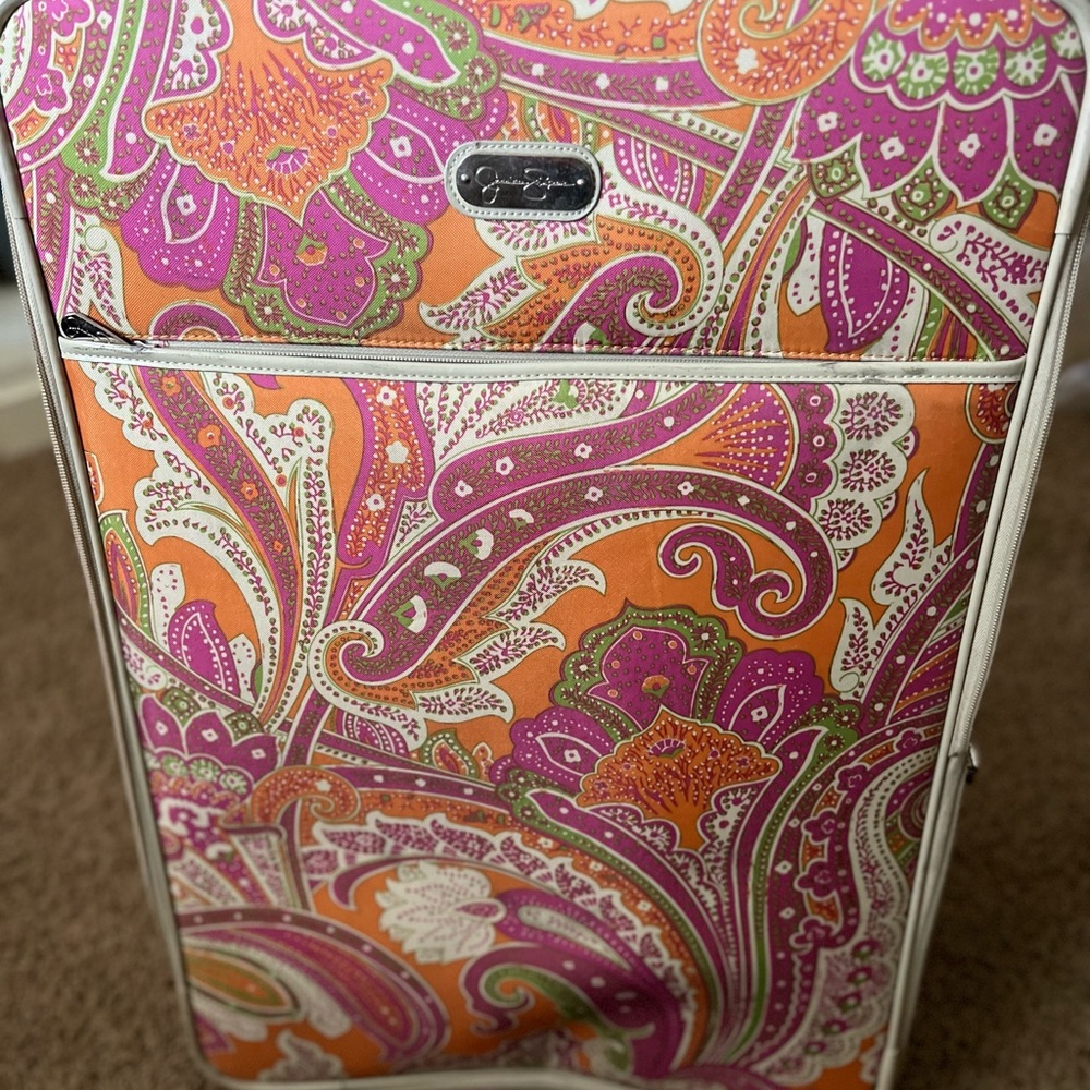 Jessica Simpson Large Rolling Luggage Paisley Print… Gem